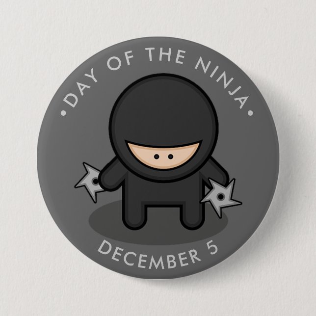 Day of the Ninja, cartoon shuriken 3 Inch Round Button (Front)