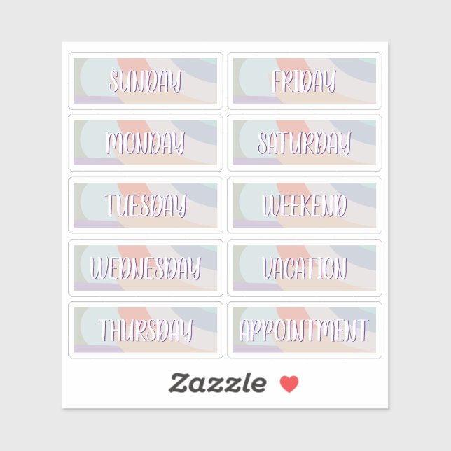 Day of the Week Boho Sticker Sheet (Sheet)