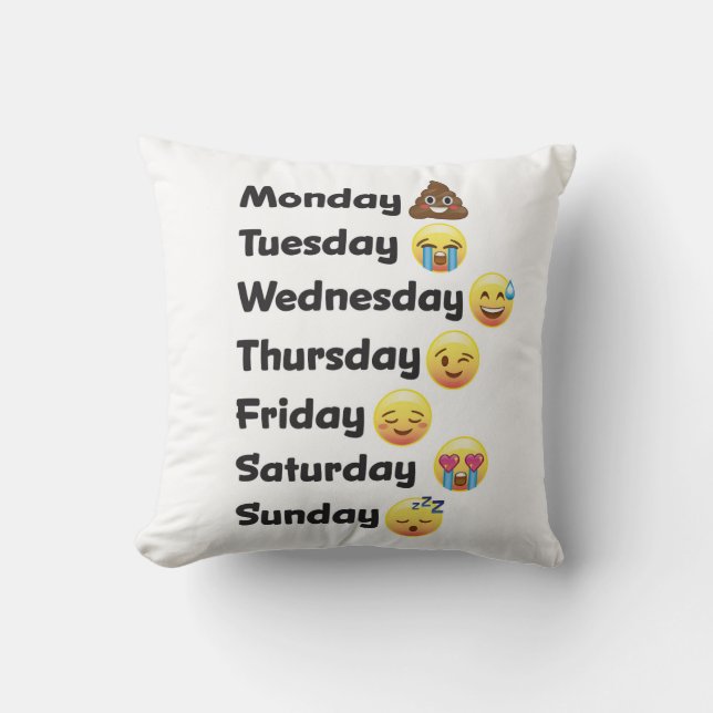 Day of the Week Emoji Face Pillow (Front)