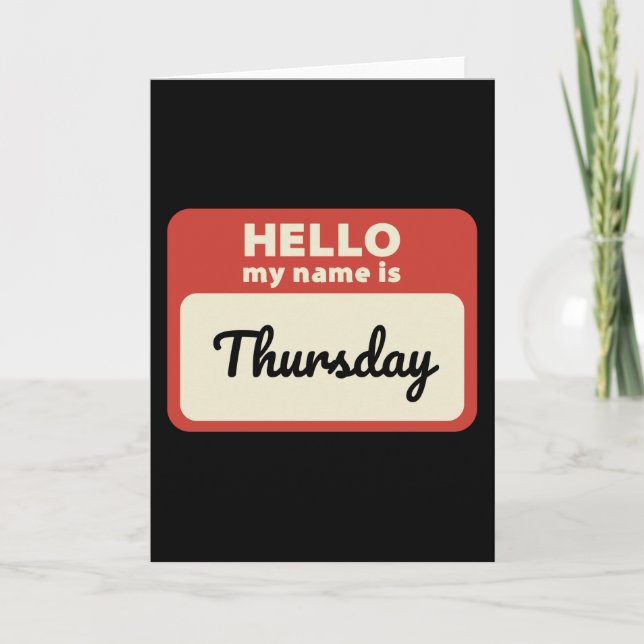 Day of the week name tag. Thursday. Card (Front)