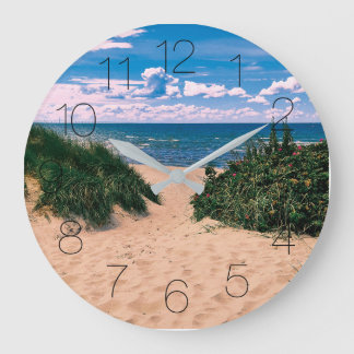 Day On The Beach Retro Look Large Clock