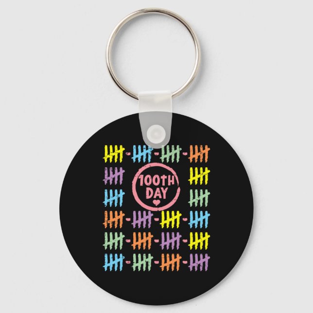 Day Rainbow Lines Tally Marks 100 Days Of School G Keychain (Front)
