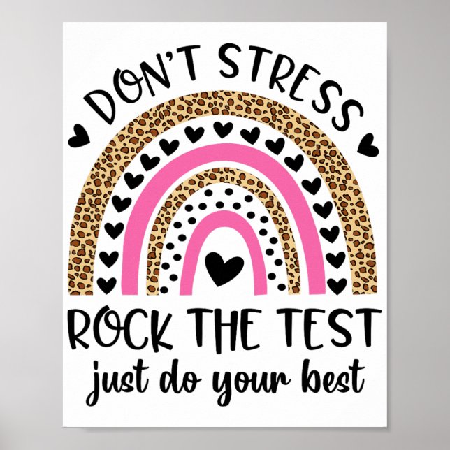 Day Rock The Test Rainbow Teacher Funny Testing Da Poster (Front)