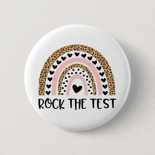 Day Rock The Test Teacher Funny Rainbow Testing Da 2 Inch Round Button