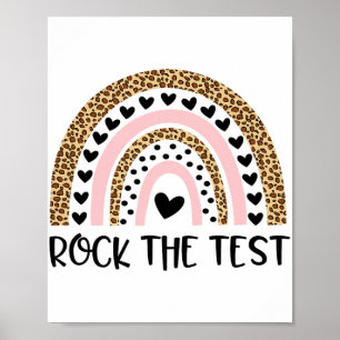 Day Rock The Test Teacher Funny Rainbow Testing Da Poster
