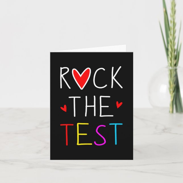 Day Rock The Test Teacher Testing Day Funny Teache Card (Front)