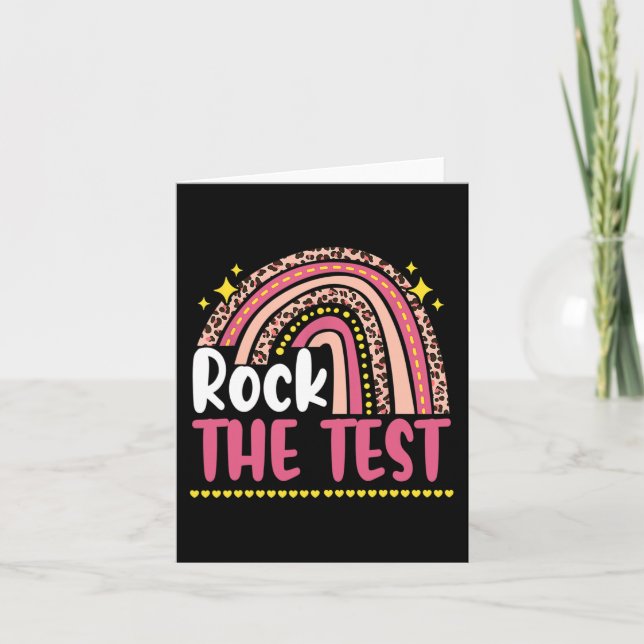 Day Rock The Test Teacher Testing Day Rainbow Leop Card (Front)