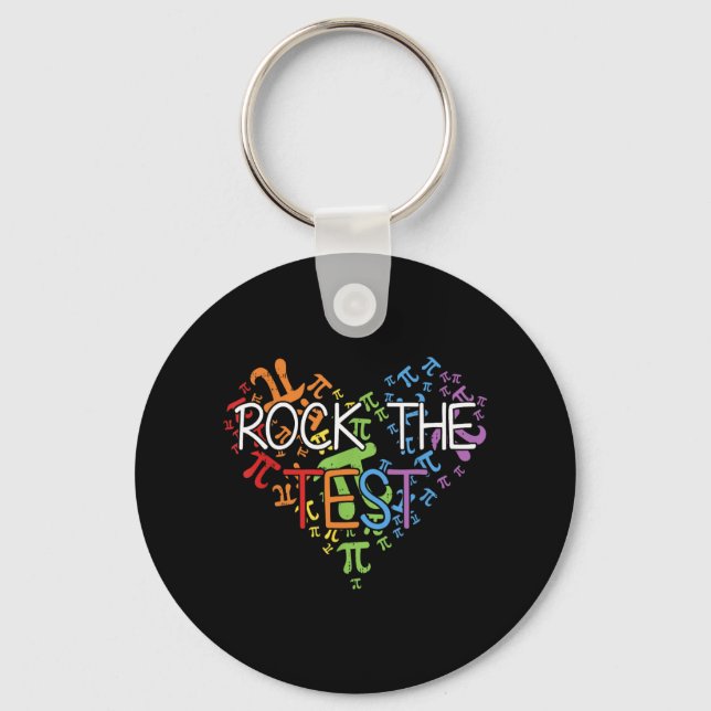 Day Rock The Test Teacher Testing Day Rainbow Teac Keychain (Front)