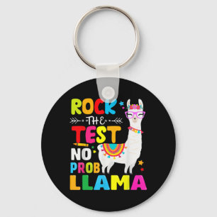 Day Rock The Test Teaching No Prob Llama Teacher Keychain