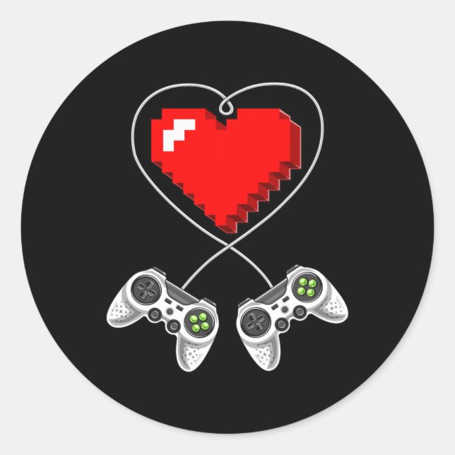 Day Shirts Video Game Controller Heart Gamer  Classic Round Sticker (Front)