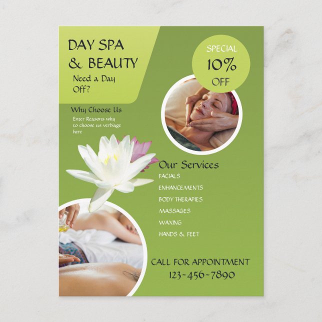 Day SPA Business Postcard (Front)