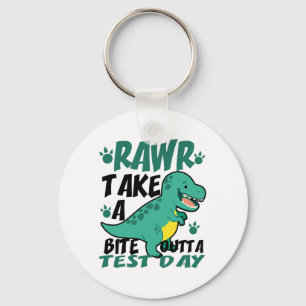 Day T-rex Funny Student Teacher Dinosaur Exam Test Keychain