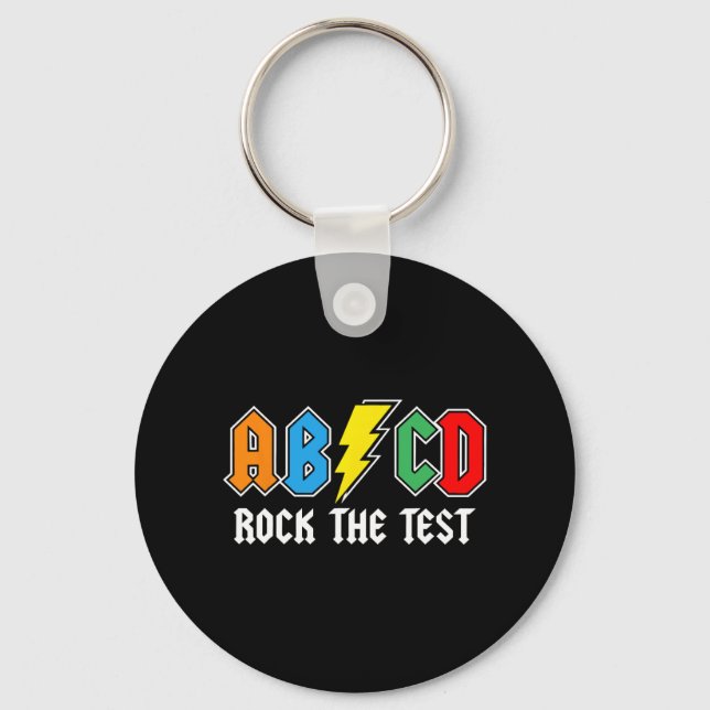 Day Teacher Student Motivational Retro Rock The Te Keychain (Front)