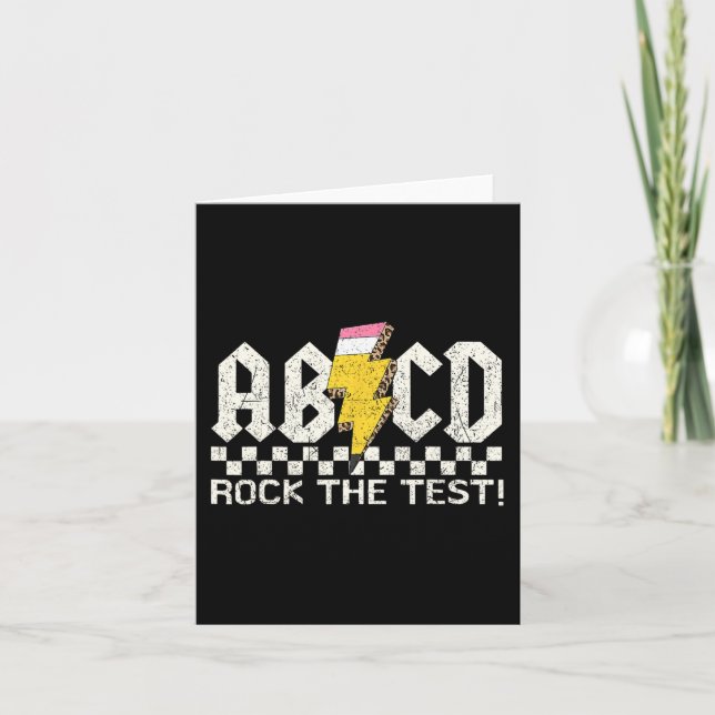 Day Teacher Testing Retro Abcd Rock Test Day Schoo Card (Front)