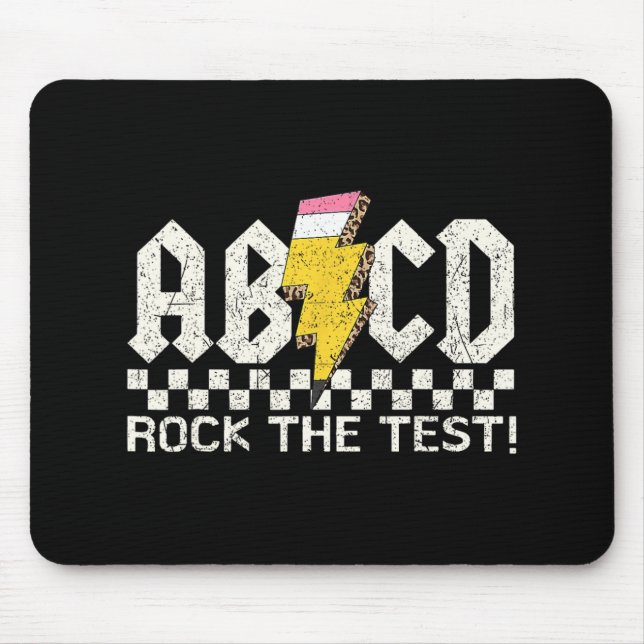 Day Teacher Testing Retro Abcd Rock Test Day Schoo Mouse Pad (Front)