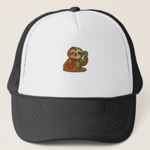 Day-to-Night Sloth Glow-Up Patch � Embroidered Tra Trucker Hat