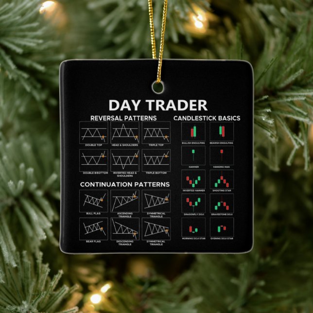 Day trader stock market investor chart candlestick ceramic ornament (Tree)