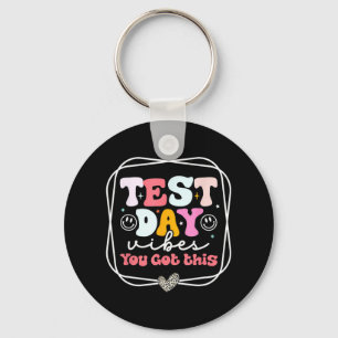Day Vibes You Got This Teacher Retro Groovy Testin Keychain