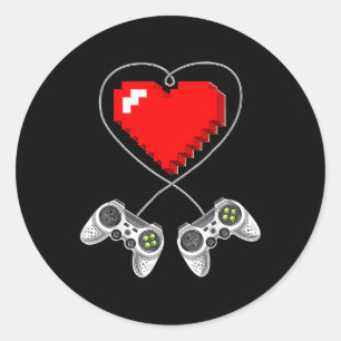 Day Video Game Controller Heart Gamer Gift Boys Classic Round Sticker