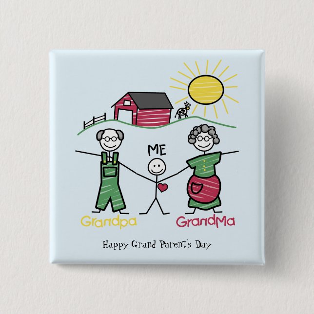 Day with the Grandparent's- 2 Inch Square Button (Front)