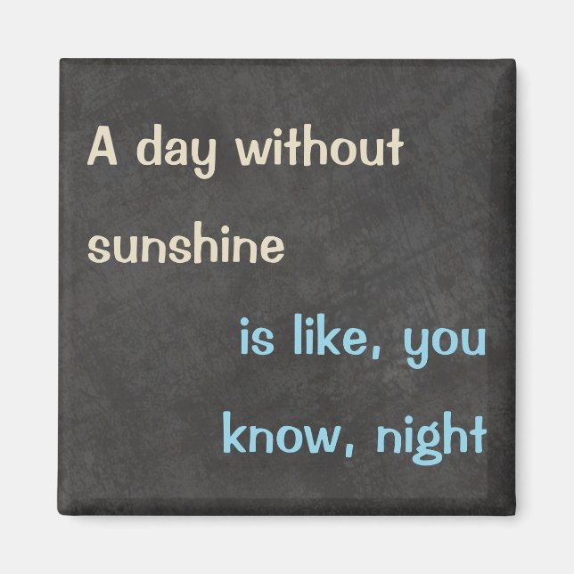 "Day without Sunshine" Funny Quote Magnet (Front)