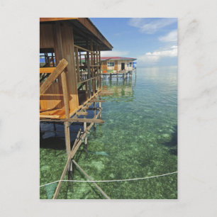 Dayak Lau living on boats and houses on stilts Postcard