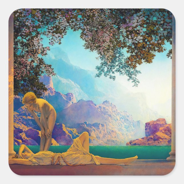 Daybreak, 1922 by Maxfield Parrish Square Sticker (Front)