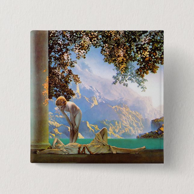Daybreak - by Maxfield Parrish 2 Inch Square Button (Front)