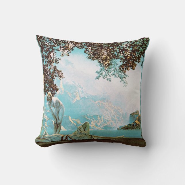 Daybreak, by Maxfield Parrish Throw Pillow (Front)