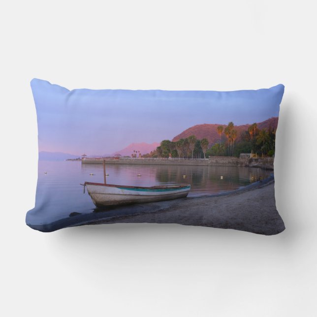 Daybreak on Lake Chapala Shores Lumbar Pillow (Front)
