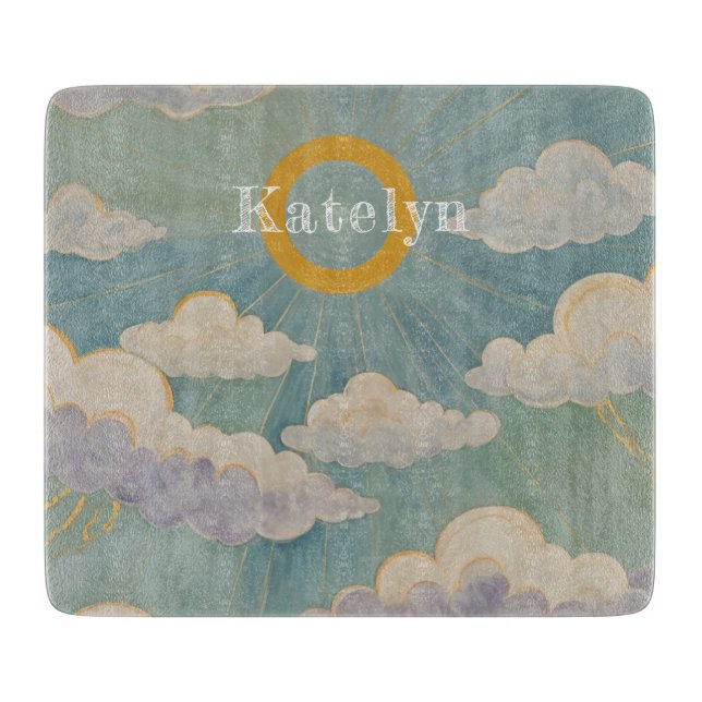 Daybreak's Embrace Personalized Cutting Board (Front)
