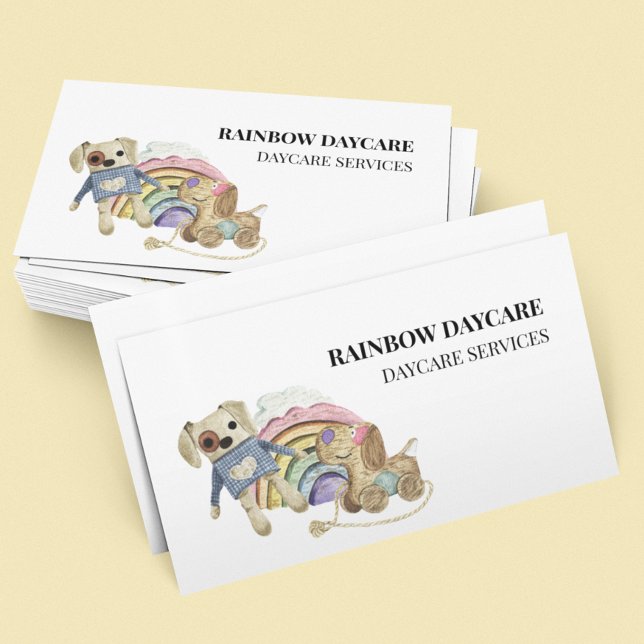 Daycare Child Care Toys Boho Watercolor  Business Card (Creator Uploaded)
