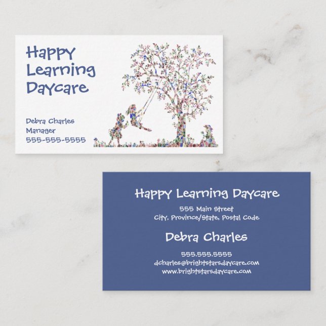Daycare Children Nature Business Card - Direct (Front/Back)