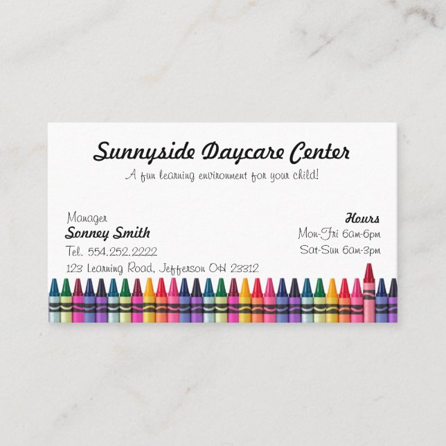 Daycare or childcare business card (Front)