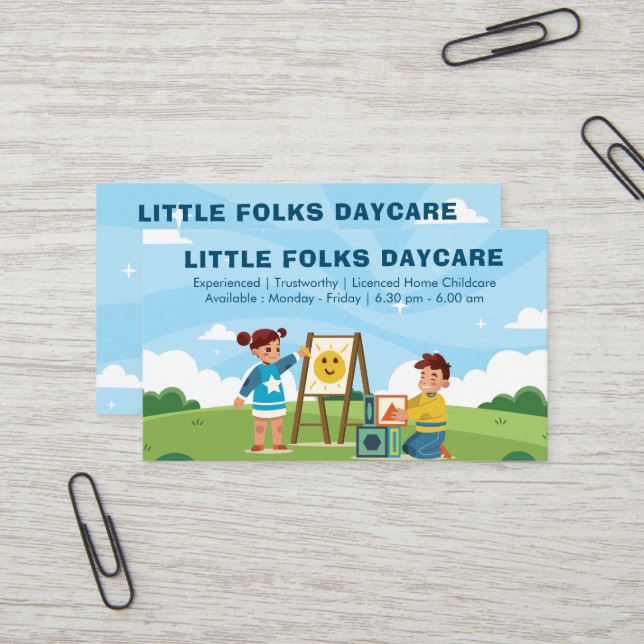 Daycare Professional Business | licensed Childcare Business Card (Front/Back In Situ)