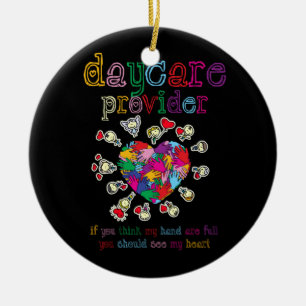 Daycare Provider Childcare Cute Heart Teacher Ceramic Ornament