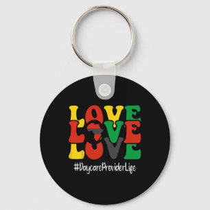 Daycare Provider Love Groovy Women Black History M Keychain