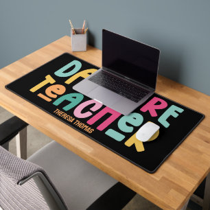 Daycare Teacher Fun Colourful Text Desk Mat