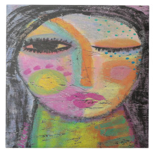 Daydream Abstract Acrylic Painting on OSB Board Tile