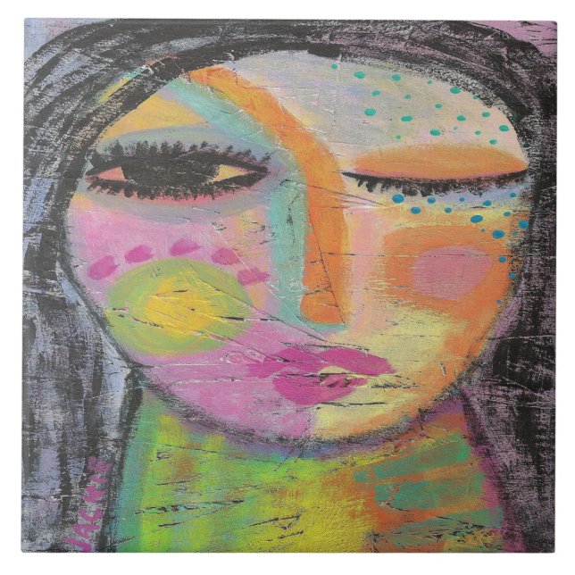 Daydream Abstract Acrylic Painting on OSB Board Tile (Front)