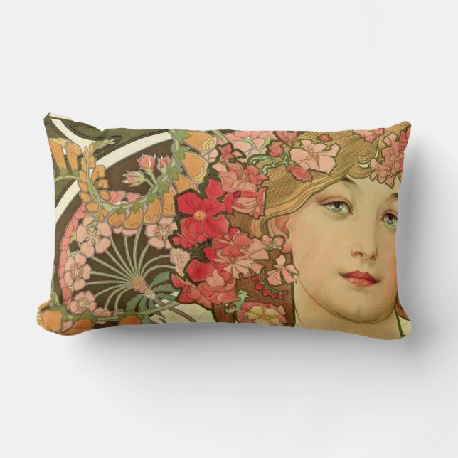 Daydream by Alphonse Mucha Lumbar Pillow (Front)