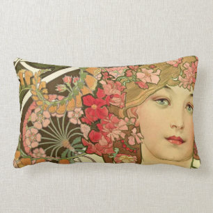 Daydream by Alphonse Mucha Lumbar Pillow