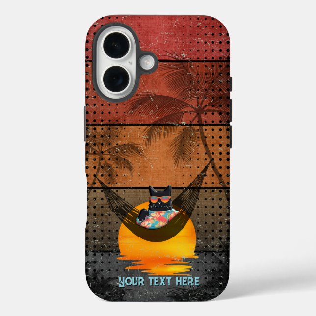 Daydreaming Cool Cat's Tropical Escape Case-Mate iPhone Case (Back)