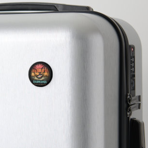 Daydreaming Cool Cat's Tropical Escape Circle Magnet