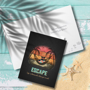 Daydreaming Cool Cat's Tropical Escape Holiday Card