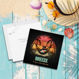 Daydreaming Cool Cat's Tropical Escape Holiday Card