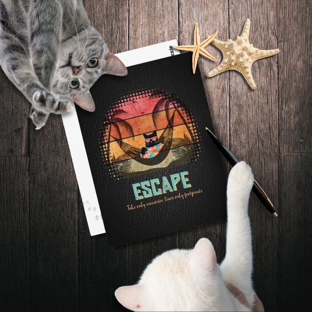 Daydreaming Cool Cat's Tropical Escape Postcard (Daydreaming Cool Cat's Tropical Escape Postcard)
