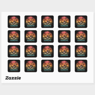 Daydreaming Cool Cat's Tropical Escape Square Sticker