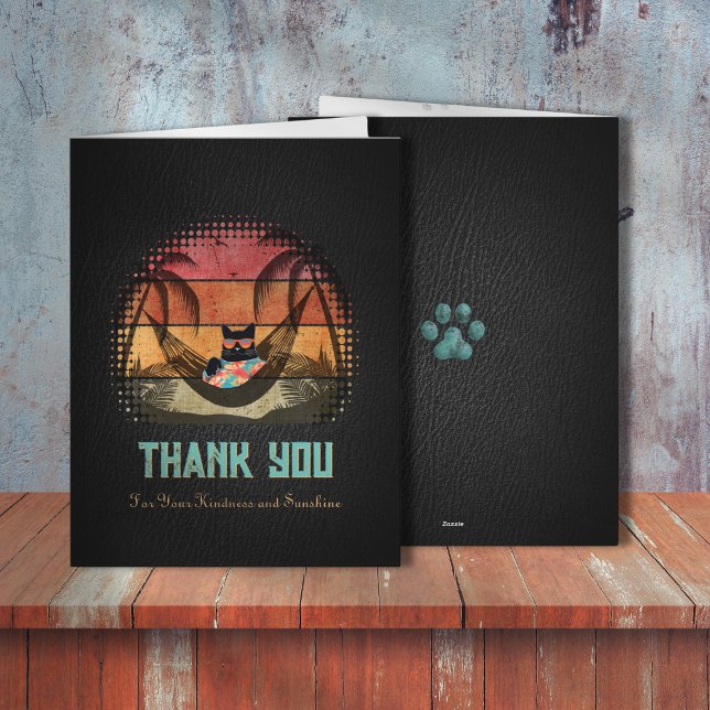 Daydreaming Cool Cat's Tropical Escape Thank You Card (Daydreaming Cool Cat's Tropical Escape Thank You Card)