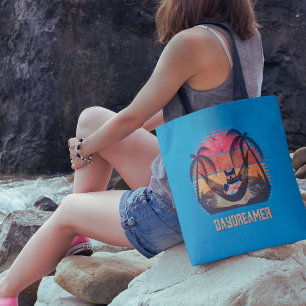 Daydreaming Cool Cat's Tropical Escape Tote Bag